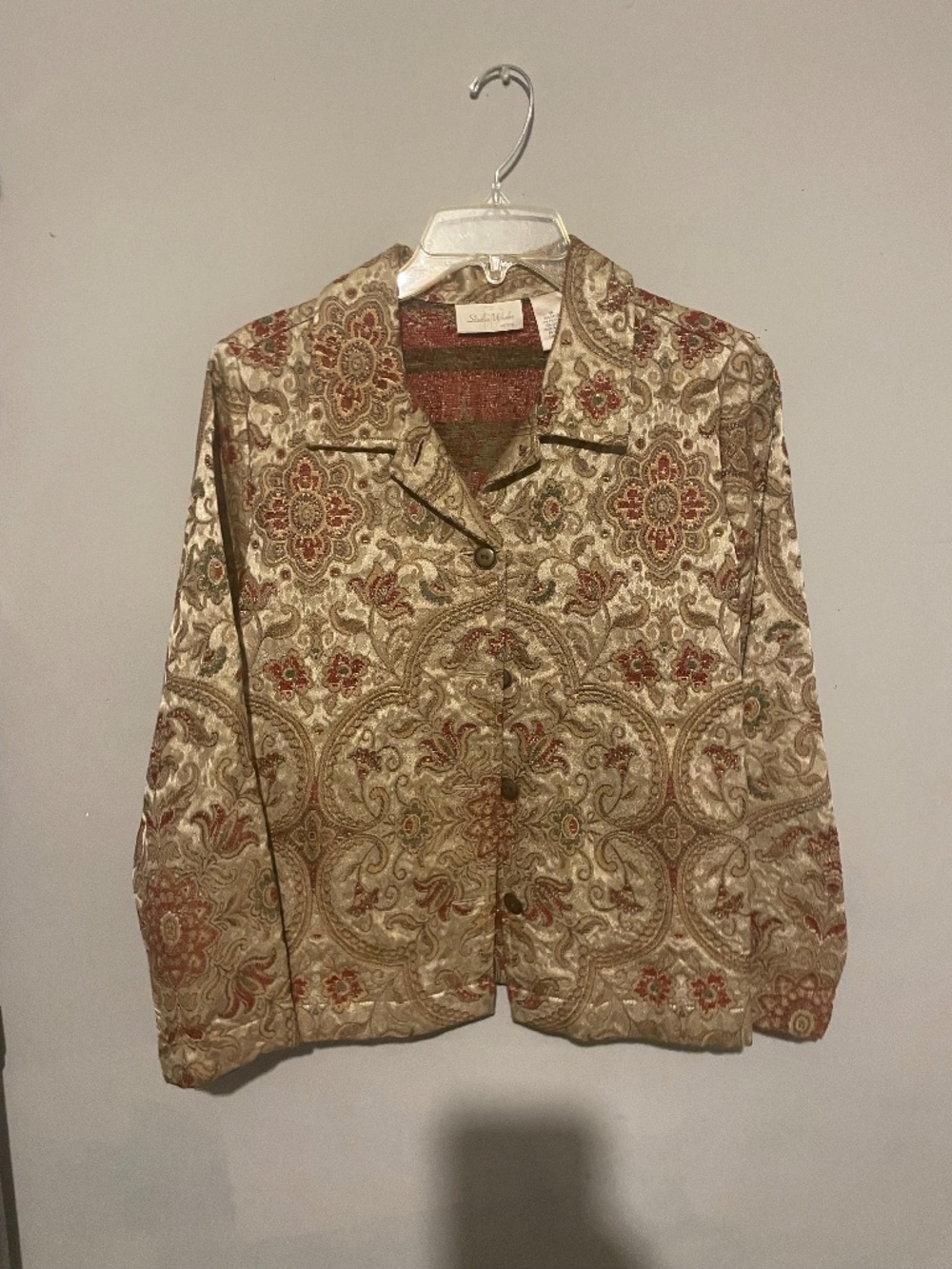 Studio Work women’s petite medium brown paisley zip up jacket